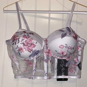 NEW sheer white, floral bustier/bralette